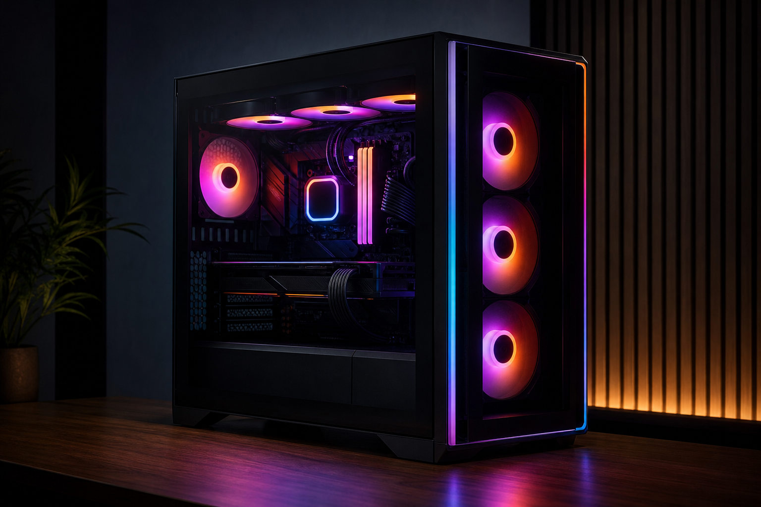 PC gaming sur mesure avec ventilation renforcée et éclairage RGB assemblé en atelier à Chartres
