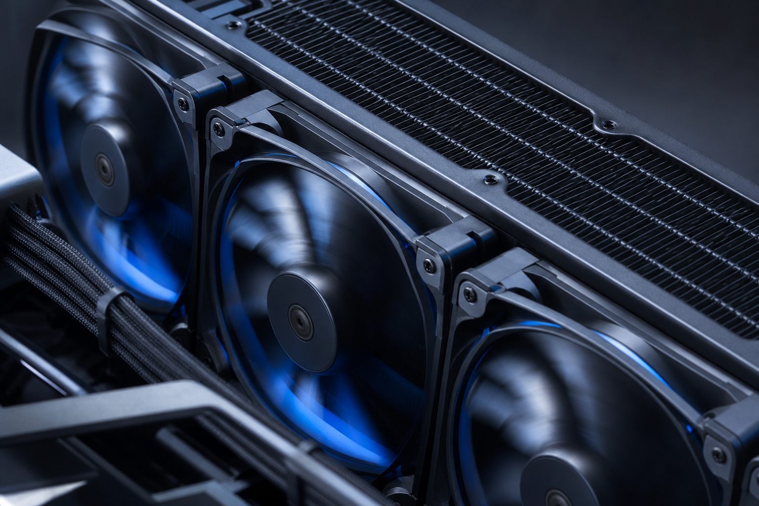 Ventilateurs de boîtier haute performance et radiateur de refroidissement liquide vus de près